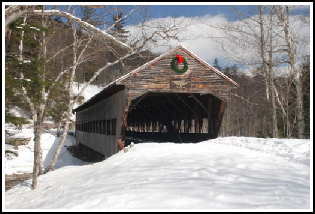 Albany Covered Bridge in Snow, White Mountains, New Hampshire